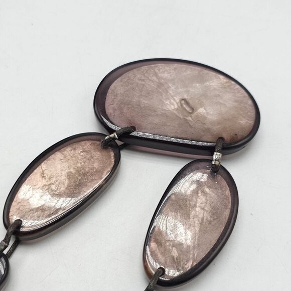 Chunky Brown Resin Slab Statement Necklace With Adjustable Cord - Picture 4 of 6